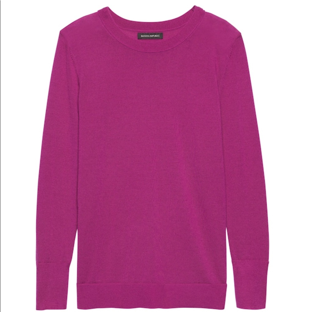 Crew Neck Merino Wool Sweater Hot Pink
